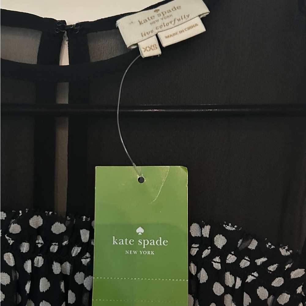 NWT Kate Spade Spot Chiffon Dress Black & Cream Size xxs - Picture 5 of 8